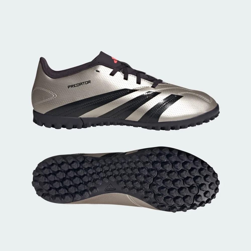 Adidas Predator Club TF (Turf) Men's Sz 10.5 Soccer Cleats IF6398 Black/Metallic - Picture 2 of 7